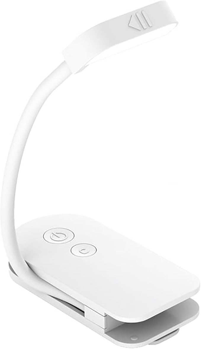 Portable LED Reading Lights, Eye Caring 3 Color Temperatures and Dimming Brightness Book Lights, Lightweight USB Rechargeable Clip-On Lamp for Book Lovers Night Reading (White)