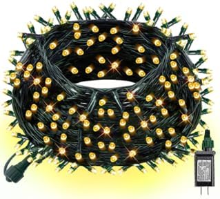 Extra Long Christmas Decorative Outdoor String Light 197 Feet 600LED 8 Modes Indoor Lights with Timer, Outdoor Indoor Fairy Lights Christmas Tree Patio Garden Holiday Warm White