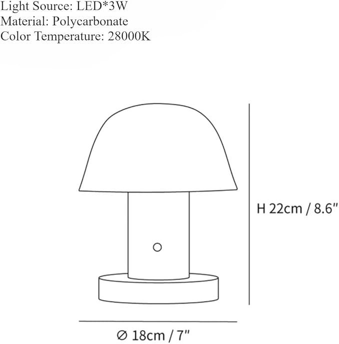 Mushroom Table Lamp Modern Dimmable Night Light Cordless Touch Rechargeable Desk Lamp Nordic Minimalist Retro Nightstand Bedside Lamps for Bedroom Living Room(Brown Red)