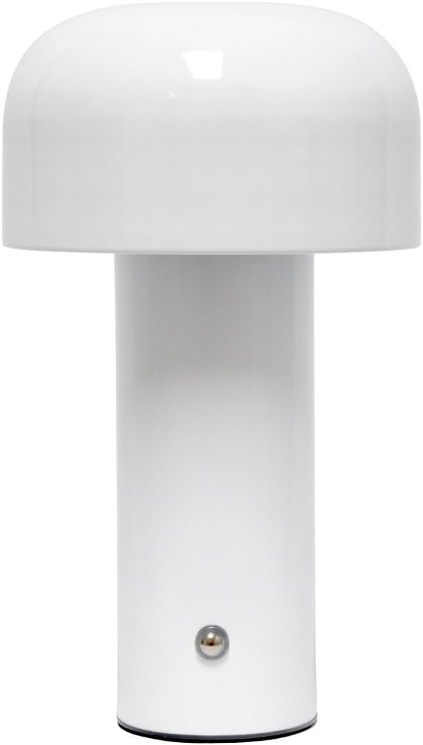 Simple Designs LD1070-WHT 8.26" Mushroom Magic Mini Dome Dimming LED Touch Lamp, Portable and Rechargeable, White