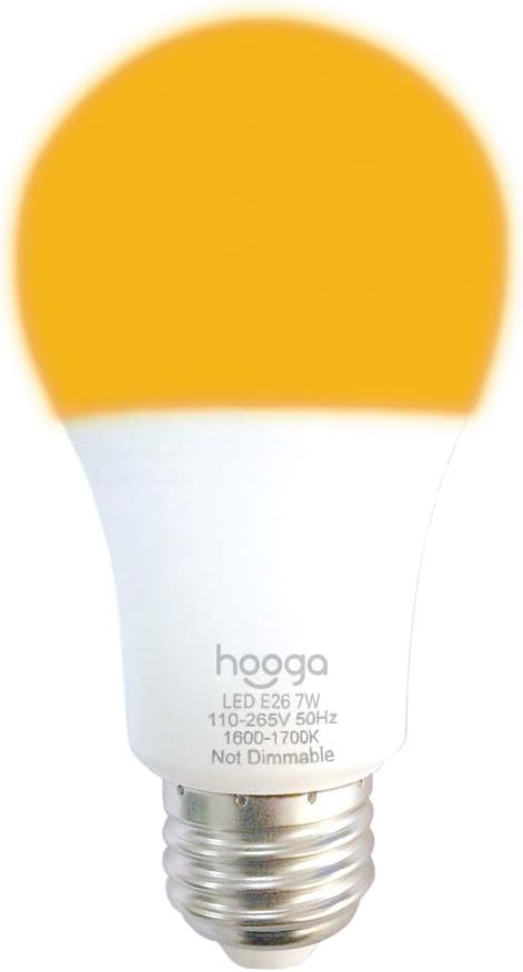hooga Sleep Light Bulb, Amber Light Bulbs for Sleep Therapy, Blue Light Blocking, 1600K Dim Light Bulbs 45W Equivalent, Mood Soothing Light, E26 A19 Warm Light Bulbs for Bedroom, Nursery, 1 Pack.
