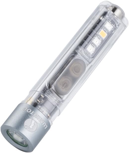 LUMINTOP Black CAT Mini EDC Flashlight 400 Lumens Rechargeable with UV Light Warm White Side Light Magnetic Tail for Camping Hiking