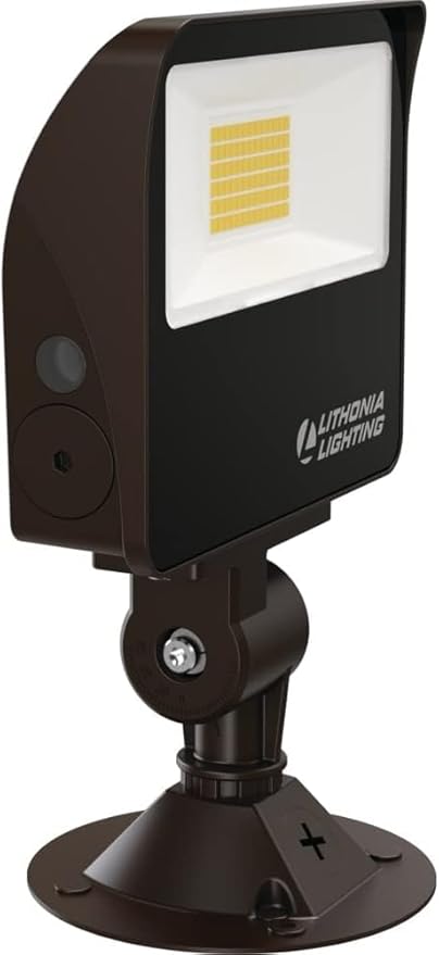 Lithonia Lighting All-in-One LED Flood Light, Waterproof LED Outdoor Light Fixture with Adjustable Color Temperature, Knuckle Mount Dusk to Dawn Outdoor Lighting, MVOLT (ESXF1)