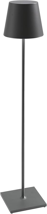Zafferano, Poldina XXL Lamp, Rechargeable Cordless Floor Lamp with Touch Controls, Suitable for Indoor and Outdoor, Dimmer, 2700-3000 K, Adjustable Height 27-59 Inches, Dark Grey Color