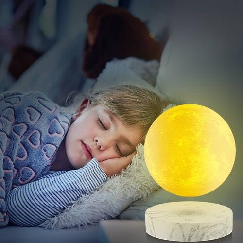 Levitating Moon Night Light 3D Printed 16 Colors Adjustable,Floating & Spinning & Magnetic Levitation, Cool Lamps for Bedrooms Office Decor, Unique Gifts