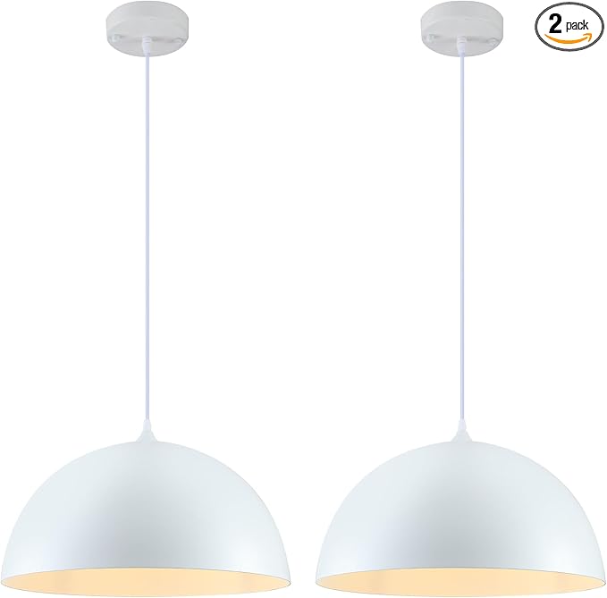 White Large Pendant Light 2 Packs,19.7inches, Kitchen Pendant Lights, Oversized Island Pendant Lights, Farmhouse Pendant Light, Pendant Light for Bedroom, Kitchen Island