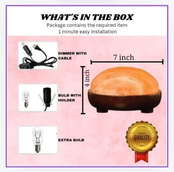 Himalayan Salt Lamp Dome Detox – Mini 7 Inch Diameter – Foot & Hand Detox – Natural Himalayan Salt Dome with Dimmer for Adjustable Heat – Wellness & Relaxation – Ideal for Home or Spa Use