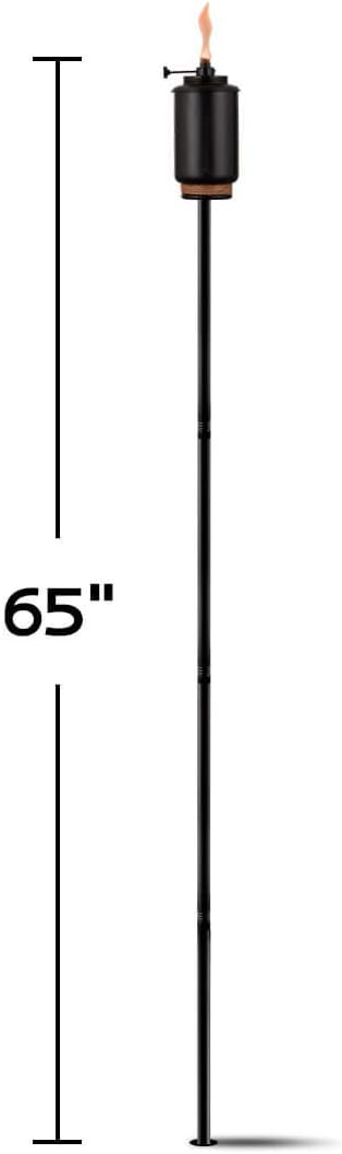 TIKI Adjustable Flame Resin Torch – Black Decorative Outdoor Lighting for Backyard, Lawn, Patio & Garden | 65" | Weather-Resistant | Includes Long-Lasting Wick & Snuffer