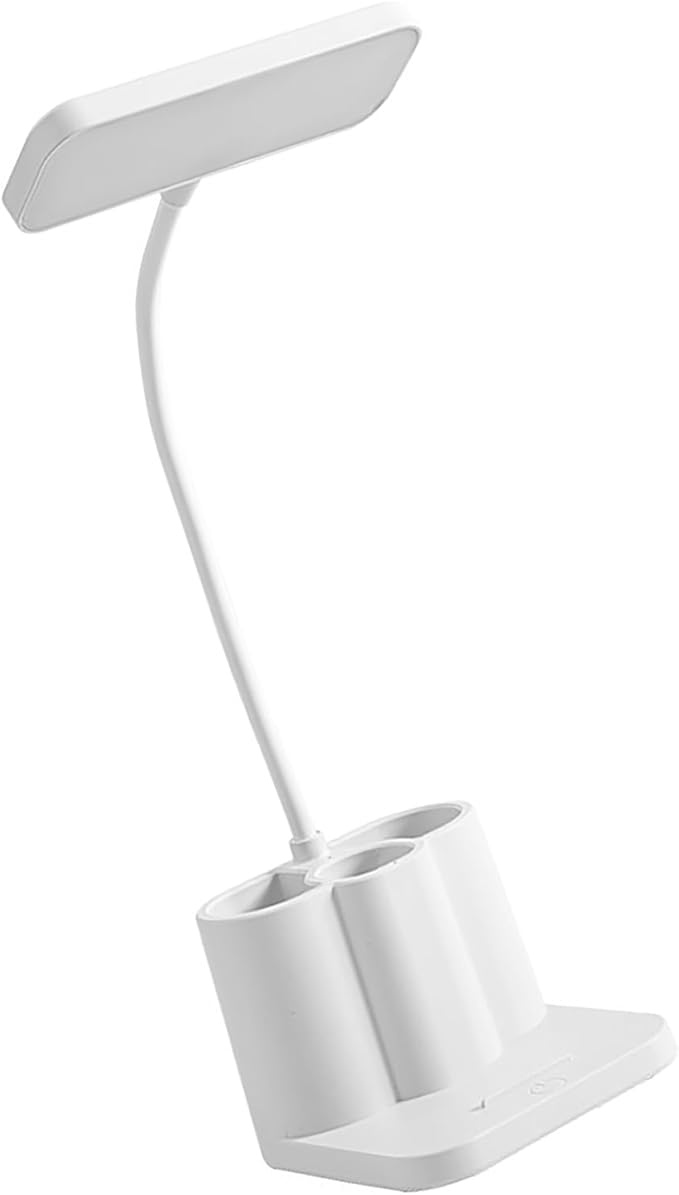 GLOGLOW LED Desk Lamp, Dimmable with Adjustable Color and Pen Holder, Eye Protection Bedside Light for Study and Office Use (Plug in Version)