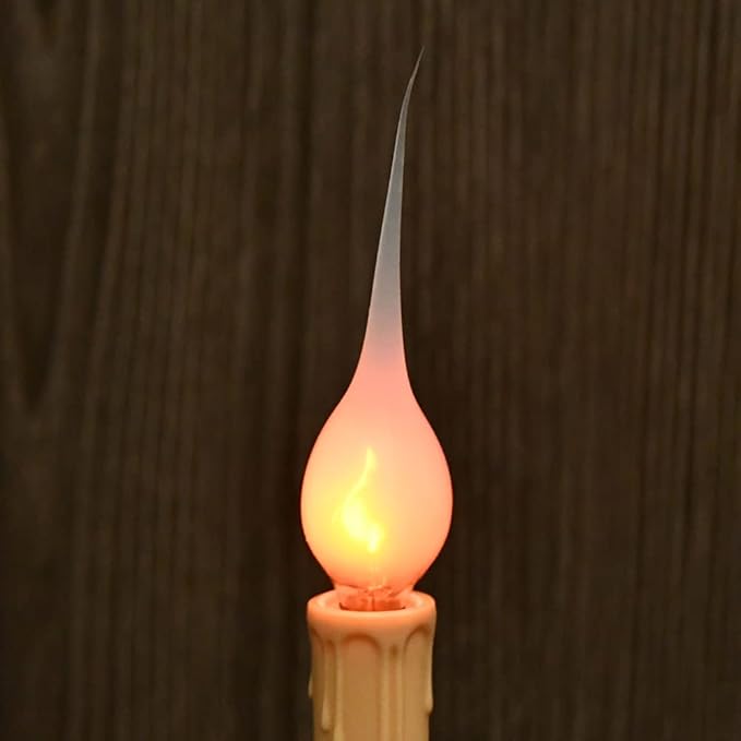 Christmas Flicker Flame Candle Light Bulbs, Country Style Silicone Dipped Flickering Replacement Bulbs for Electric Window Candles, Chandelier, E12 Candelabra Base, 1Watt, 120 Volt, 12 Pack