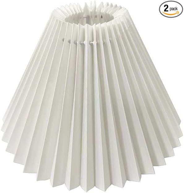 2PCS Paper Lampshade Small Pleated Lampshade,PVC Table Lamp Chandelier Nightlight Pleated Lampshade Fabric Light Cover for Office Bedroom Living Room (White, 80mm*235mm*160mm)