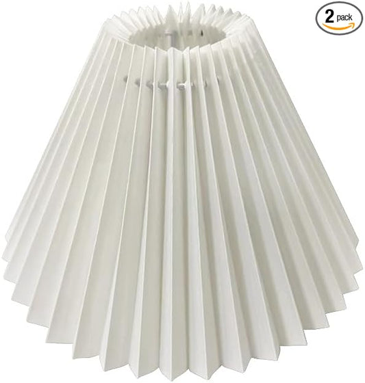 2PCS Paper Lampshade Small Pleated Lampshade,PVC Table Lamp Chandelier Nightlight Pleated Lampshade Fabric Light Cover for Office Bedroom Living Room (White, 80mm*235mm*160mm)