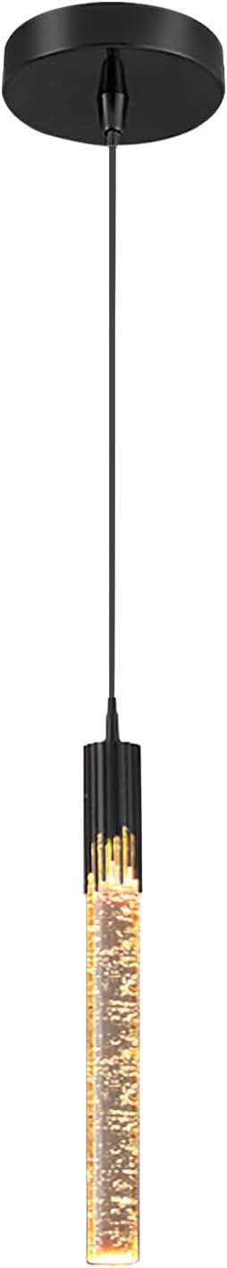Flashing God Black Pendant Lights Modern LED Kitchen Island Light Crystal Mini Pendant Light with Dimmable LED Bubble Crystal Chandelier for Dining Room, Bedroom, Bar