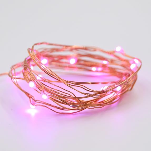 Hometown Evolution, Inc. Pink Fairy Lights - Battery Operated - 6 Foot 20 Pink LED Micro Lights on Copper Wire - Waterproof for Indoor and Outdoor Use