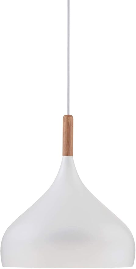 Possini Euro Design Felton White Aluminum Mini Pendant Light 13" Wide Mid Century Modern Round Shade Fixture for Dining Room House Entryway Bedroom Kitchen Island Hallway High Ceilings