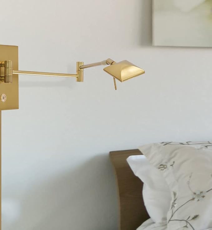 GEORGE KOVACS P4328-248 George's Reading Room LED Swing Arm Wall Lamp, 1-Light, 8 Total Watts, 6.25-in H x 13.75-in W, Honey Gold