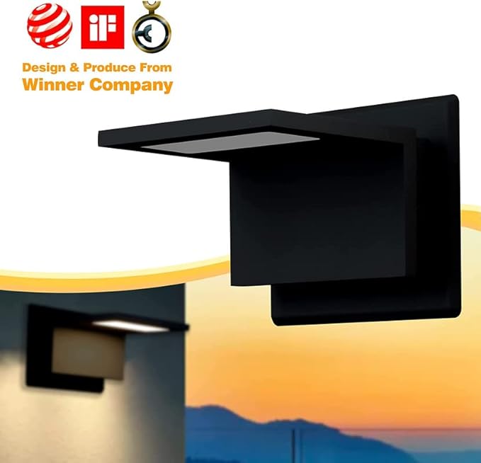 Outdoor Wall Sconce Light LED Wall Mount Lamp Modern Wall Lighting Fixture Aluminum Black Lantern for Porch Front Door Garden Yard Patio Garage Walkway Hallway