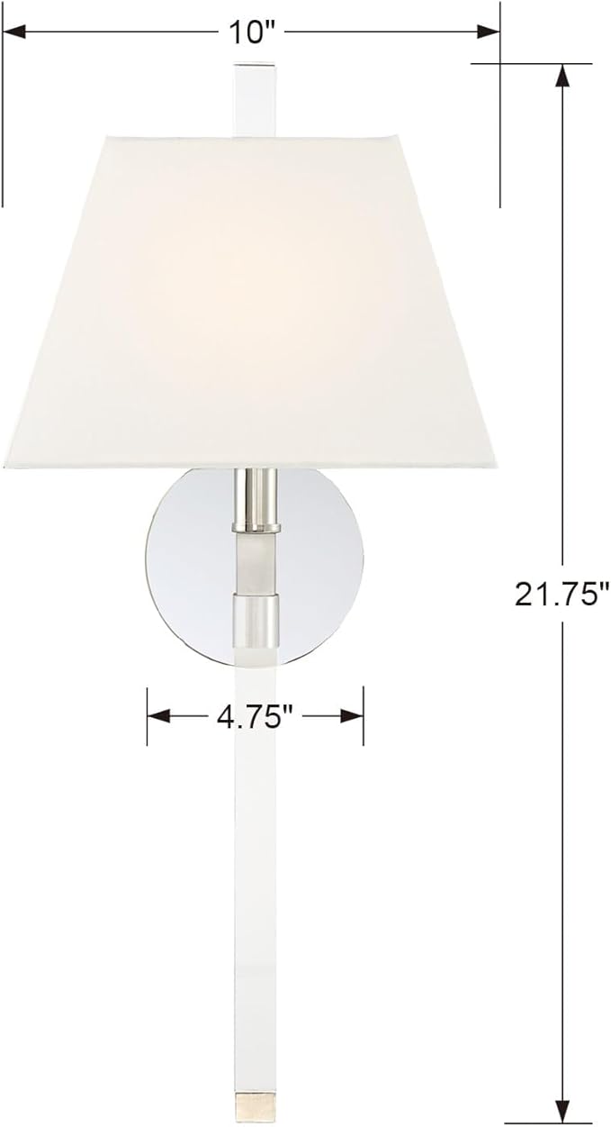 Crystorama Renee 1 Light Polished Nickel Sconce