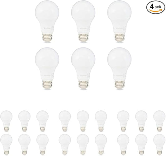 Amazon Basics LED Light Bulbs, Energy Efficient 6W, 40 Watt Equivalent, E26 Standard Base, 2700, Dimmable, 10,000 Hour, Soft White, 6 Count (Pack of 4)