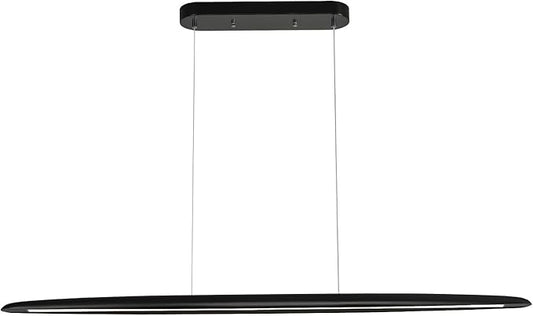 71" Wood Linear Pendant Light Black Linear Pendant Dinning Room Hanging Lights LED Dimmable Chandeliers 50w for Dining Room Pool Table Lights Kitchen Island Light Black