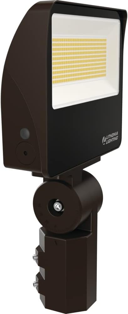 Lithonia Lighting All-in-One LED Flood Light, Waterproof LED Outdoor Light Fixture with Adjustable Brightness and Color Temperature, Yoke or Slipfitter Mount Dusk to Dawn Outdoor Lighting, MVOLT