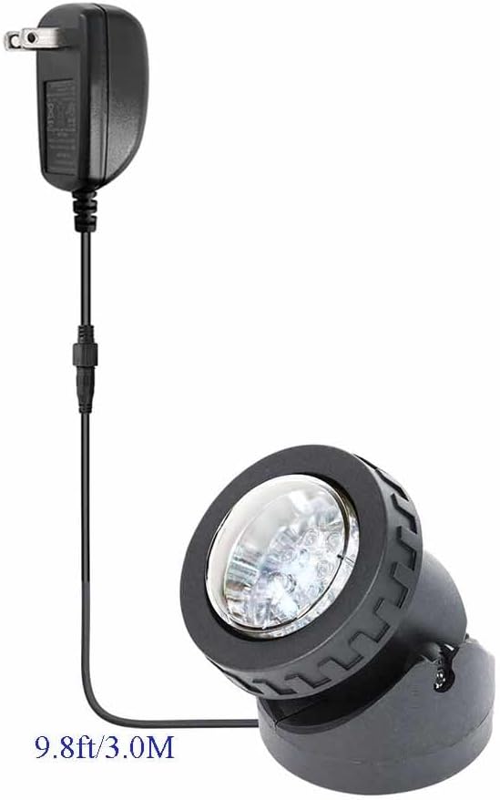 Pond Lights Submersible with Timer, Fountain Lights Colored Underwater IP68 Waterproof Memory Dimmable LED Outdoor Spotlights for Pond Fountain Waterfall Water Landscape, 1 Lights