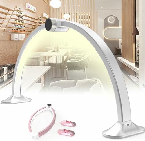 Foldable Half Moon LED Nail Desk Lamp - 30in Adjustable Brightness 3000-6000k with Smart Display - Ideal for Nail Techs & Lash Artists - Portable & Stylish Lighting Solution