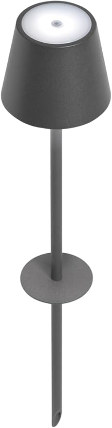 Zafferano, Poldina Peg Pro Magnetic, Rechargeable Cordless Garden Lamp with Touch Controls, Suitable for Garden,Patio and Pathways, Dimmer, 2200-3000 K, Height 23.6 Inches, Dark Grey Color