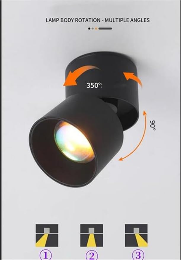 3-Pack Sunset Spotlight Led Down Lamp Interior Surface Mounted/recessed Ceiling Spot Lighting for Decoration Living Bedroom Hallway (White)