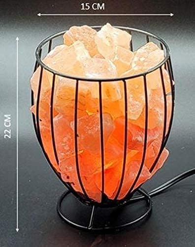 Himalayan Pink Salt Metal Basket Lamp (Tall) with Pair of Extra Bulb, Unique Gift Idea