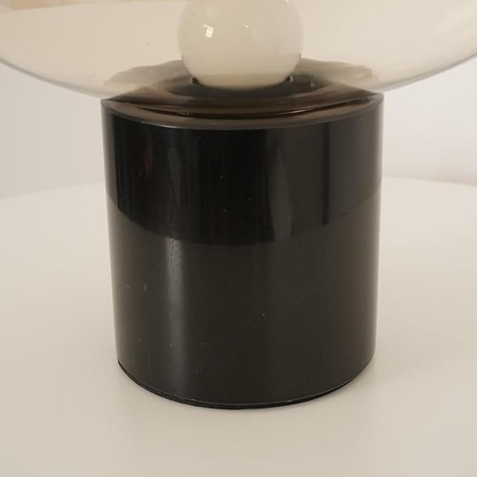 Meefad Glass Table Lamp, Mushroom Shape Bedside Lamp with Marble Base, Small Night Light for Bedroom Office Nightstand Cognac Finish