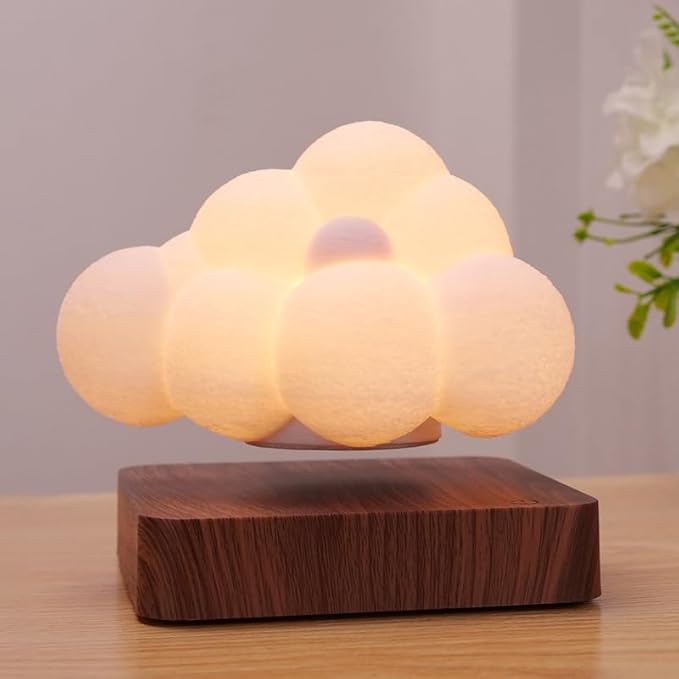 3D Floating Cloud Lamp Touch Control Magnetic Levitating Lamp LED 360° Rotation Cloud Lights Cute Night Light 3 Modes Lighting Unique Home Decor for Office Bedroom Gift Idea (Light Color)