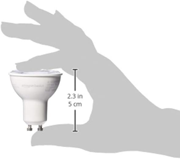 Amazon Basics MR16 LED Light Bulb, 50 Watt Equivalent, Energy Efficient 7W, GU10 Base, Daylight White 5000K, Dimmable, 10,000 Hour Lifetime , 6-Pack