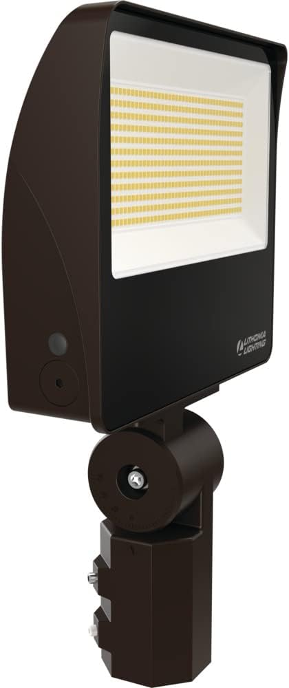 Lithonia Lighting All-in-One LED Flood Light, Waterproof LED Outdoor Light Fixture with Adjustable Brightness and Color Temperature, Yoke or Slipfitter Mount Dusk to Dawn Outdoor Lighting, MVOLT