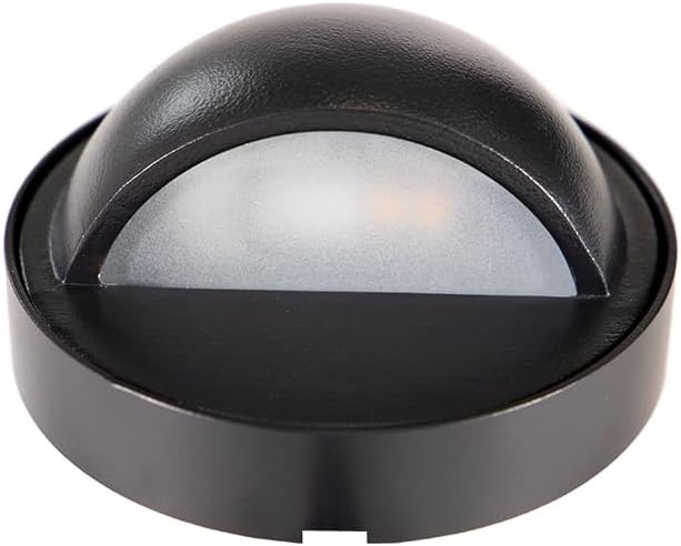 VOLT Cast Brass 12V Deck Light (Black) with 3W 2700K Warm White G4 LED Bulb for Low Voltage Landscape Lighting on Outdoor Patio, Railing, Step, Fence & Dock