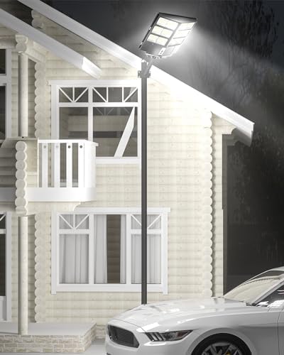 Ofuray Of-2000W Solar Street Lights Outdoor,200000LM Solar Security Flood Lights Parking Lot Lights Dusk to Dawn, 6500k Waterproof Led with Remote Control Motion for Street,Court,Barn 2Pcs