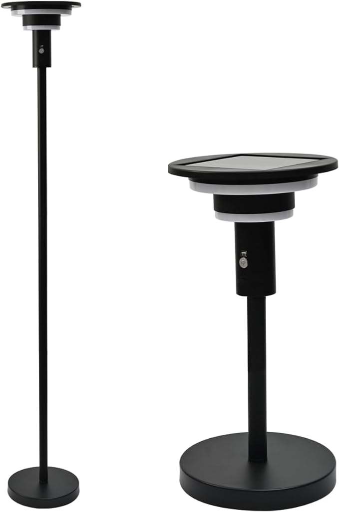Solar Floor Lamp for Patio Waterproof IP44,Outdoor USB Rechargeable Cordless Floor Lamp with 3 Modes,Height Adjustable,Warm White 3000k Standing Solar Lights for Deck, Porch, Camping