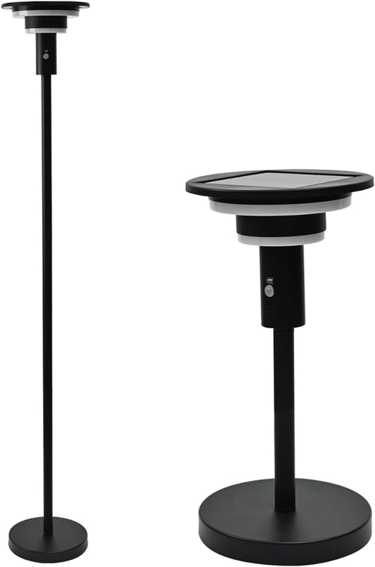 Solar Floor Lamp for Patio Waterproof IP44,Outdoor USB Rechargeable Cordless Floor Lamp with 3 Modes,Height Adjustable,Warm White 3000k Standing Solar Lights for Deck, Porch, Camping