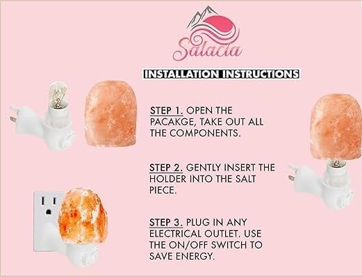 Natural Pink Himalayan Rock Salt Plug in Night Light with On/Off Switch and 15 Watt Bulb Gibraltar Nightlight - Ideal Small lamp - Salt Lamp for Home Decor - Himalayan Salt Lamp - Night Light Lamp