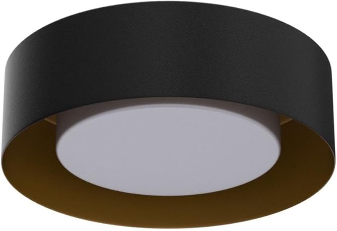 Modern Black and Gold Flush Mount Ceiling Lights, Glass Round Ceiling Lighting, Minimalist Drum Close to Ceiling Light Fixtures for Bedroom, Dining Room, Bathroom, Hallways, Living Room