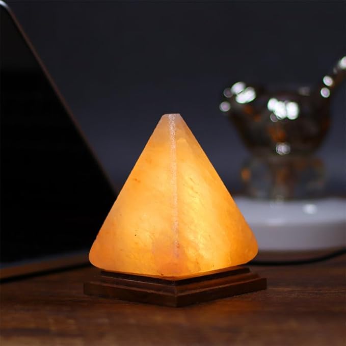 Himalayan Salt Lamp with USB Power, Natural Shape, Color-Changing LED and Warm White Light, Wooden Base Night Light (D, Change Color)