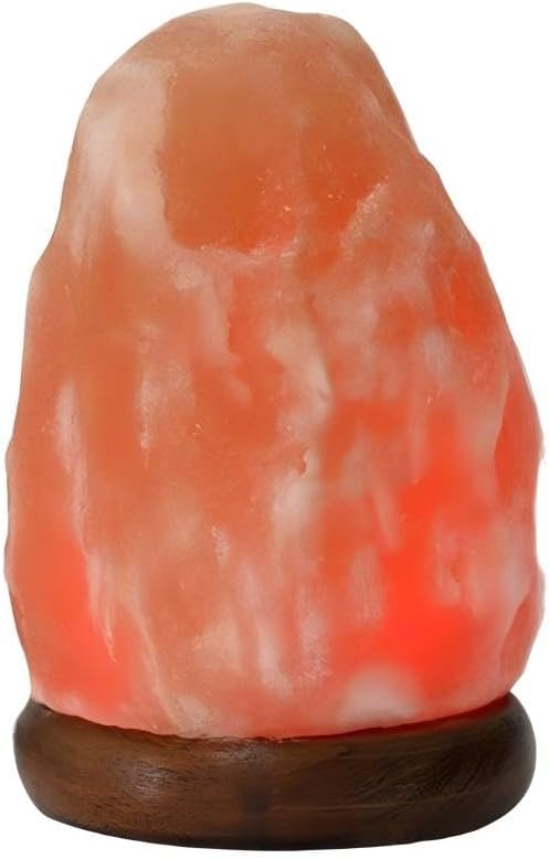 Himalayan Salt Lamp with USB Power, Natural Shape, Color-Changing LED and Warm White Light, Wooden Base Night Light (Pink, Natural, Change Color)