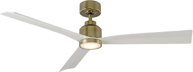 WAC Lighting F-003L-SB/MW Clean 52" Outdoor Ceiling Fan with LED Lights & Remote, Satin Brass/Matte Black