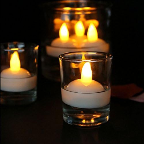 IMAGE Floating Candles, Flameless Floating LED Tea Lights 12 Pack Waterproof Tealight Candles for Wedding Party Spa Home Indoor Outdoor Decor-Yellow