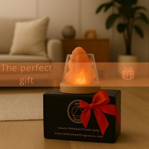 Mystic Romance Himalayan Salt Lamp Rechargeable, Pink Himalayan Salt Crystal Lamp in Glass, Color Changing Cordless Table Lamp with Remote for Bedroom, Bedside, Desk & Home Decor