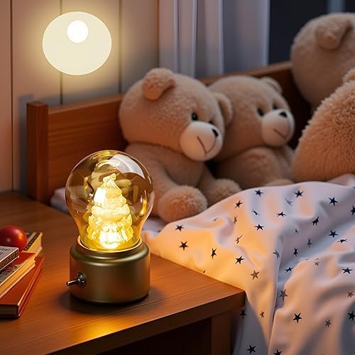 Cute Bulb USB Night Light, British Vintage Creative Ambiance Lamp,Rechargeable Small Lamp, Led Night Light Bulb Lamp Kids Bedside Lamp for Kids, Girls, Boys Gifts