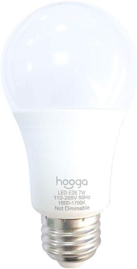 hooga Sleep Light Bulb, Amber Light Bulbs for Sleep Therapy, Blue Light Blocking, 1600K Dim Light Bulbs 45W Equivalent, Mood Soothing Light, E26 A19 Warm Light Bulbs for Bedroom, Nursery, 1 Pack.