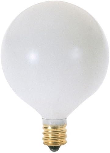 KOR (Pack of 10) G16.5 White Finsh Decorative (E12) Candelabra Base Globe Shape Incandescent 120V G16 1/2 Light Bulbs (25)