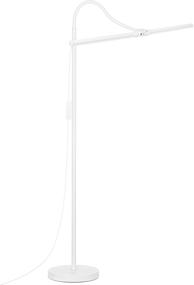 White Floor Lamp, 18W/2000LM Bright LED Floor Lamp for Living Room, Adjustable Gooseneck Dimmable Standing Office Task Lamp for Reading, Study, Eye Caring Lash Light for Sewing Tatoo Facial Spa