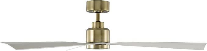 Clean Indoor and Outdoor 3-Blade Smart Ceiling Fan 54in Satin Brass Matte White with Remote Control